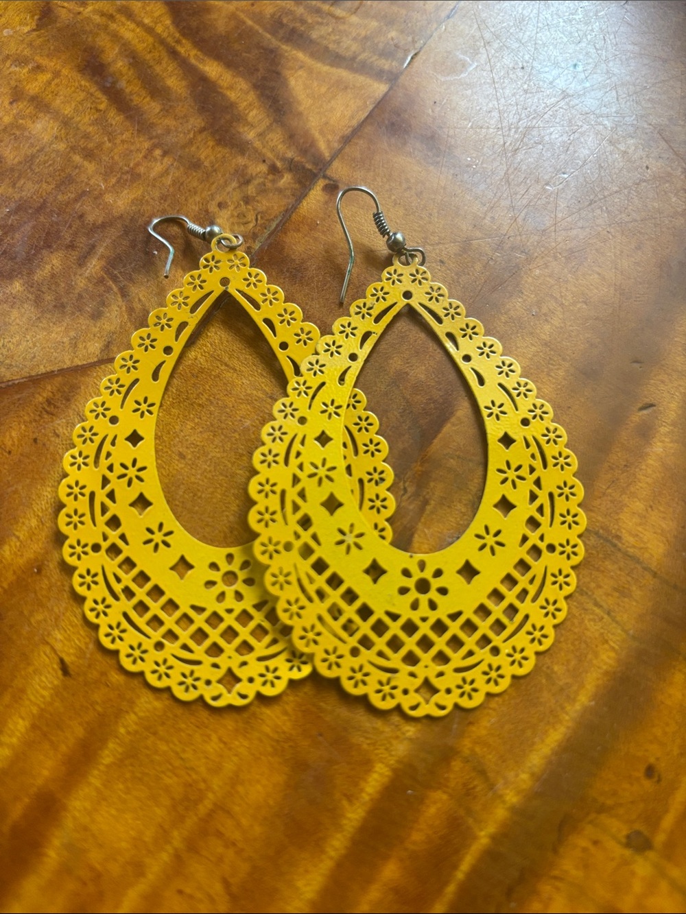Yellow papel picado Teardrop Earrings